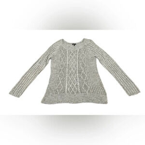 Apt 9 Grey Metallic Shimmer Long Sleeve Knit Sweater Women’s Large